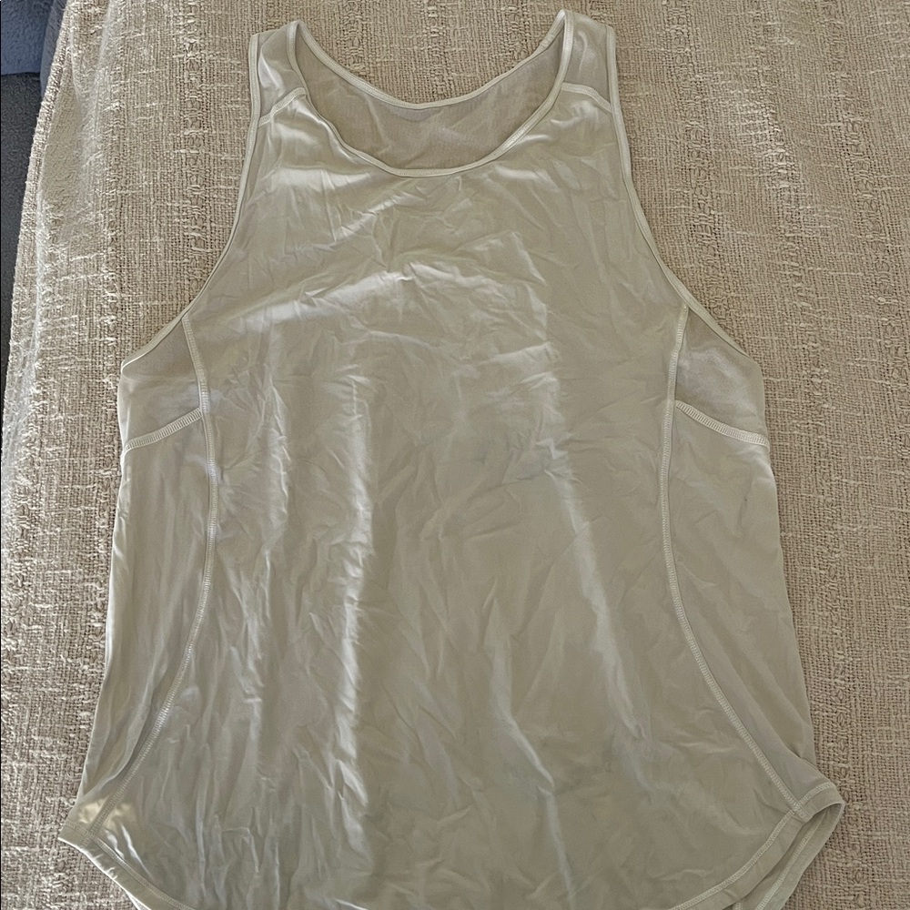 Lulu Lemon White tank with mesh cutouts
